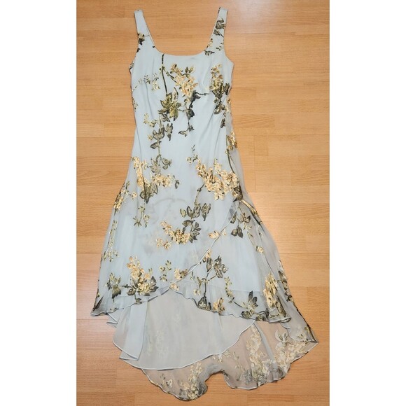 Alex Evenings Dresses & Skirts - Alex Evenings Y2K Dress Fairy Floral Vintage Beaded Asymmetric Size 8 Silk Blue